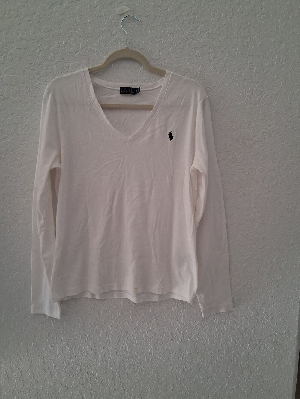 Ralph Lauren Cream V-Neck Long Sleeve Top